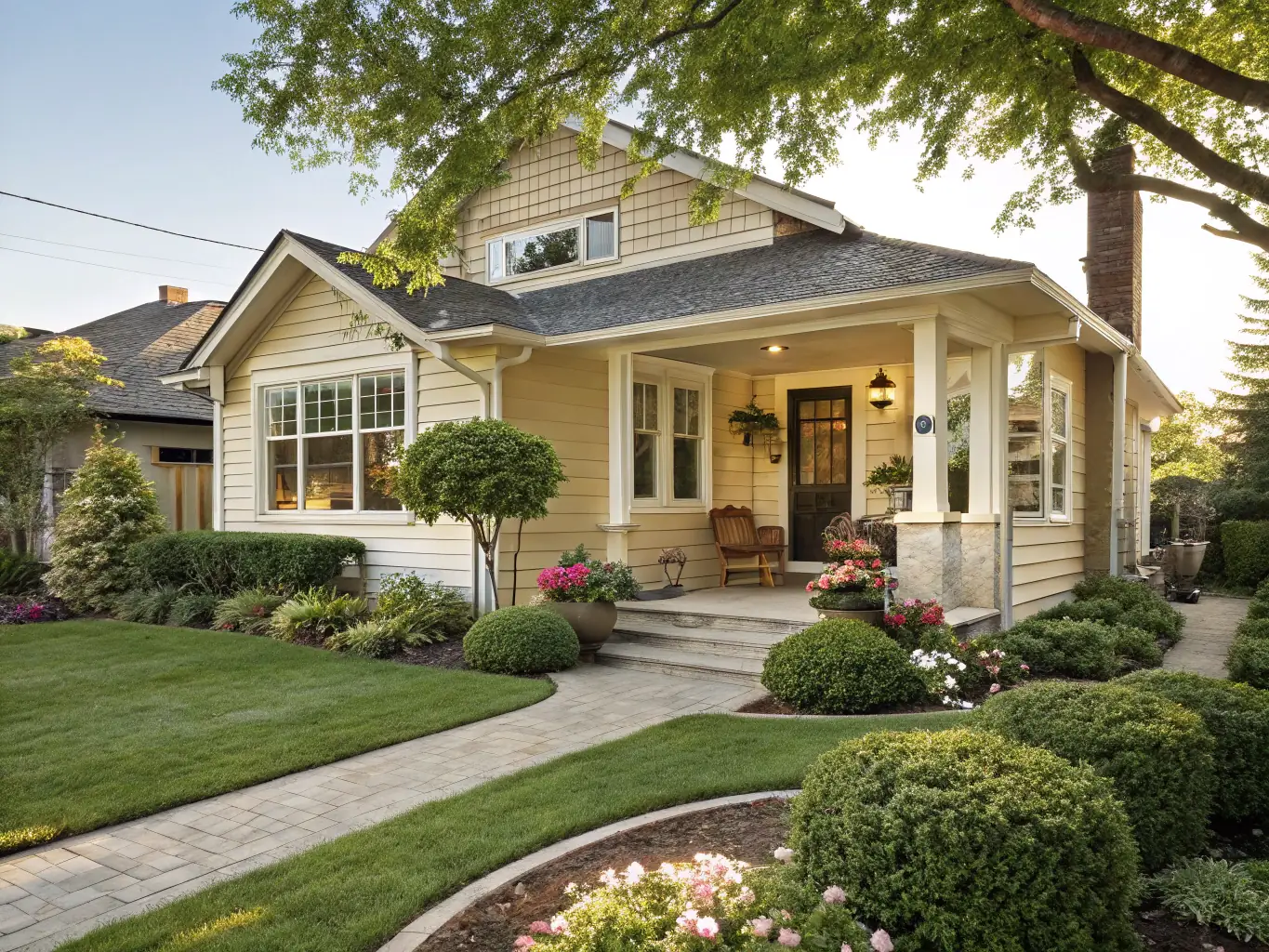 A well-maintained residential property exterior, highlighting the curb appeal and attention to detail provided by Rampart's property care services.